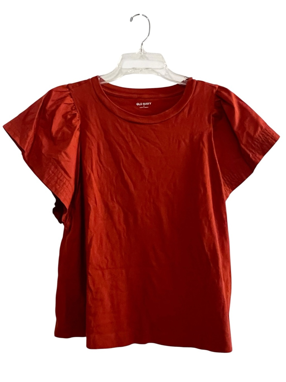 Old Navy Women's Puff Sleeve T-Shirt Rust Orange Medium 100% Cotton